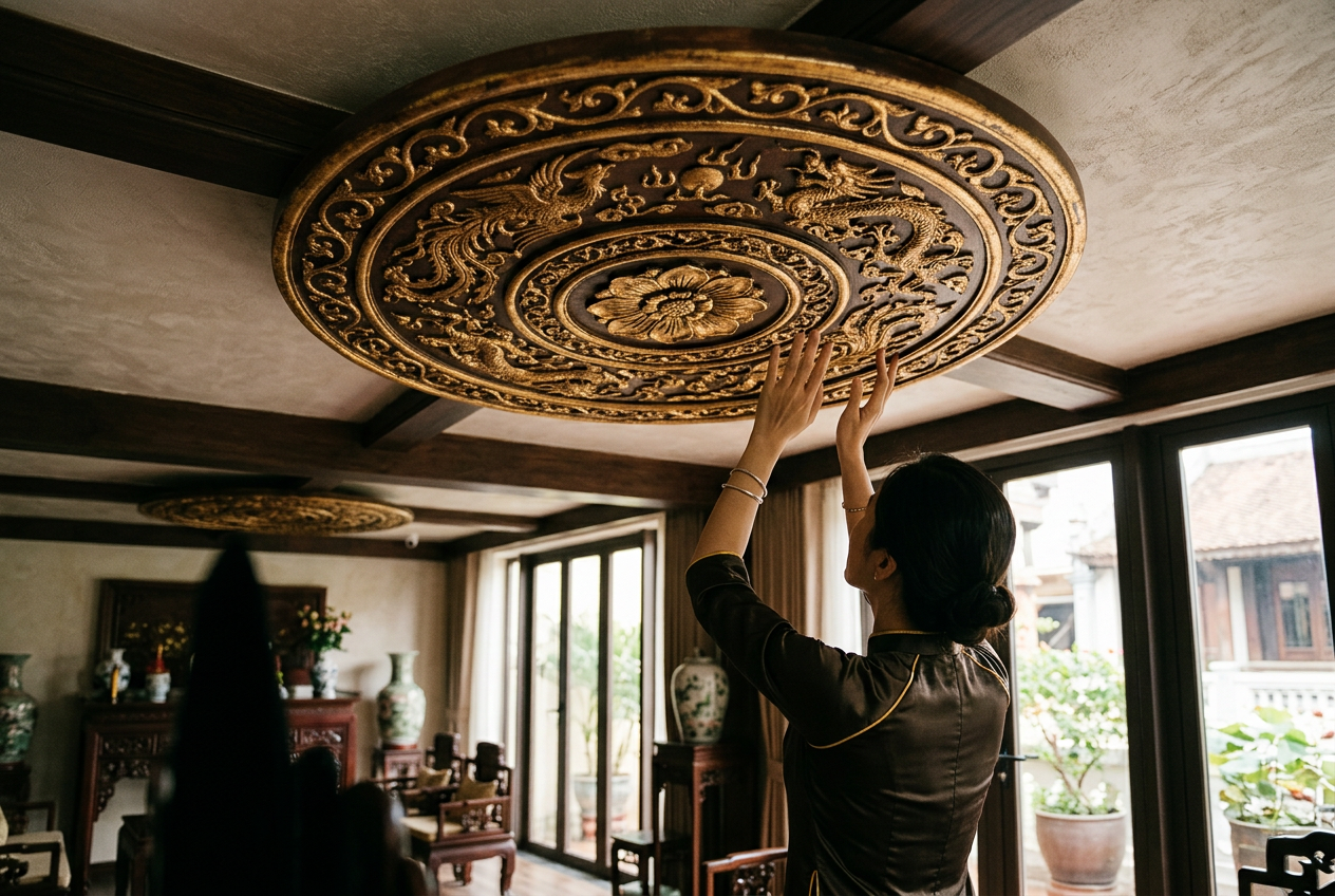 mâm phù điêu giả gỗ