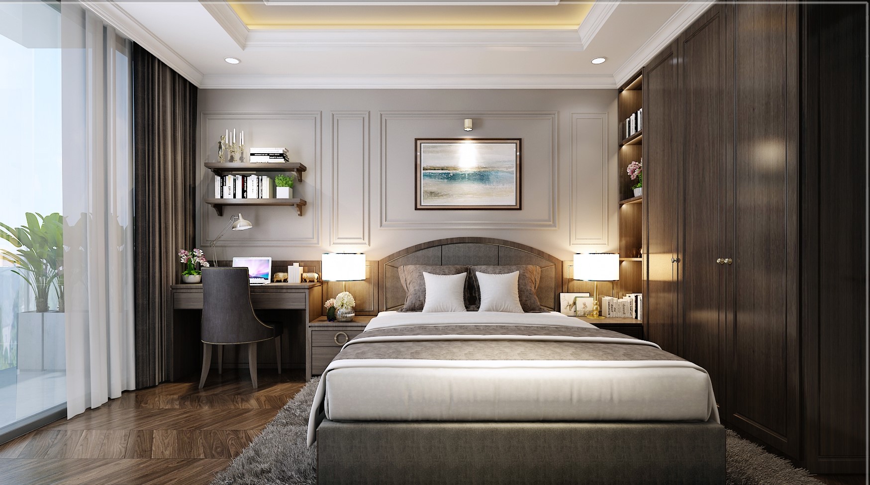 phào chỉ phòng ngủ nhà phố